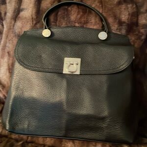 Danier black leather crossbody satchel